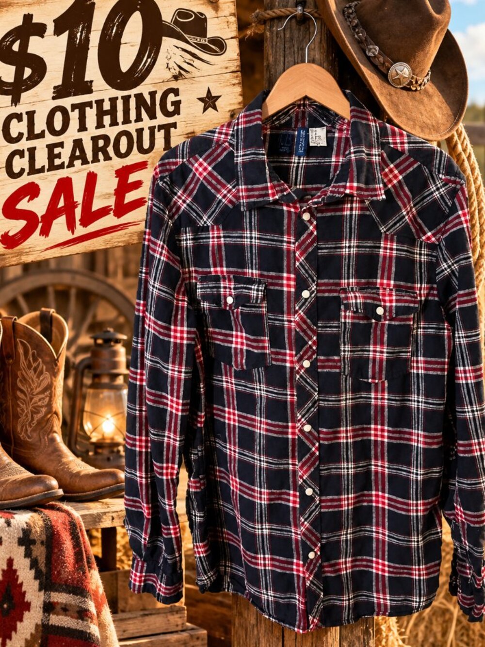 DIVIDED Men's Snap Front Plaid Flannel Shirt